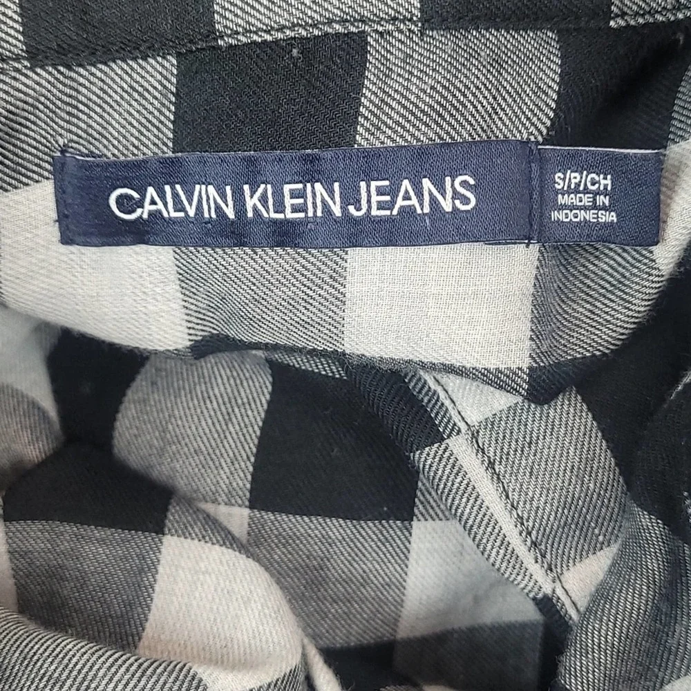 Calvin Klein Plaid Top Womens Sz S/P/CH Black White - Picture 6 of 8